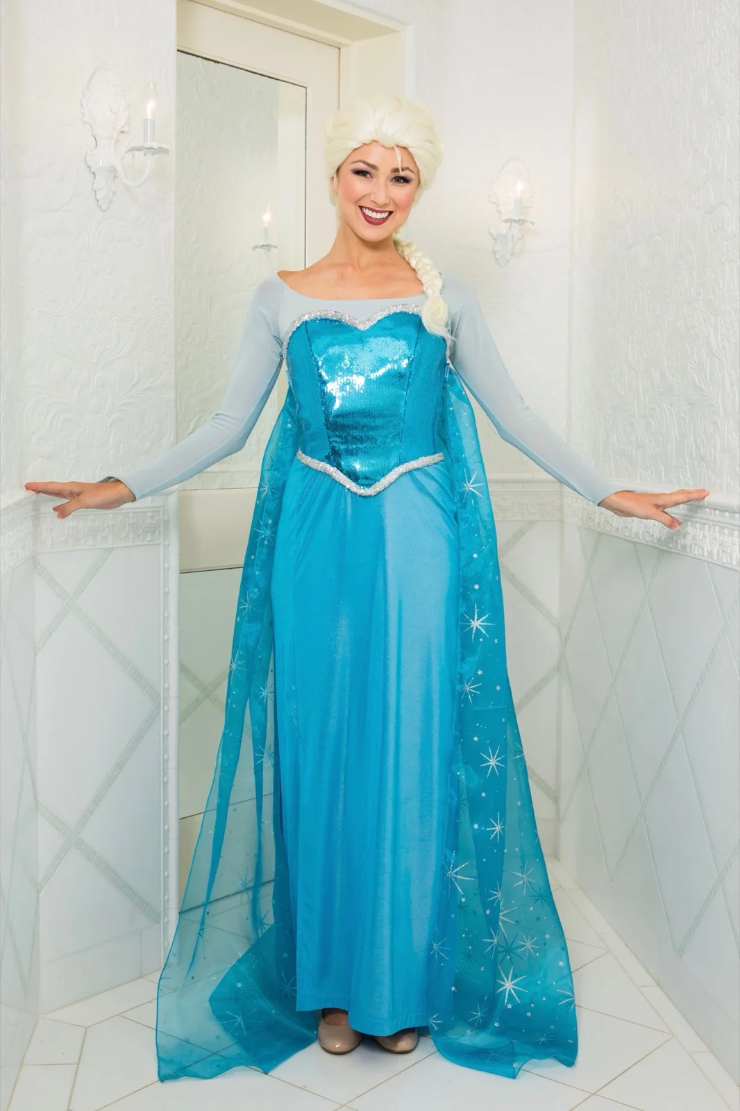 Snow Queen party character in Houston