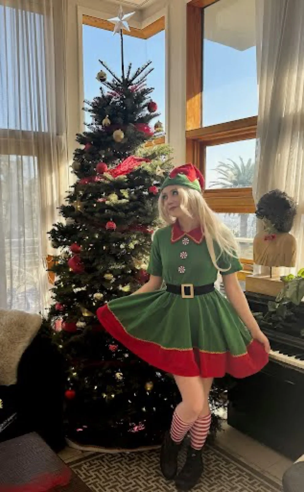 Holiday Elf party character in Houston