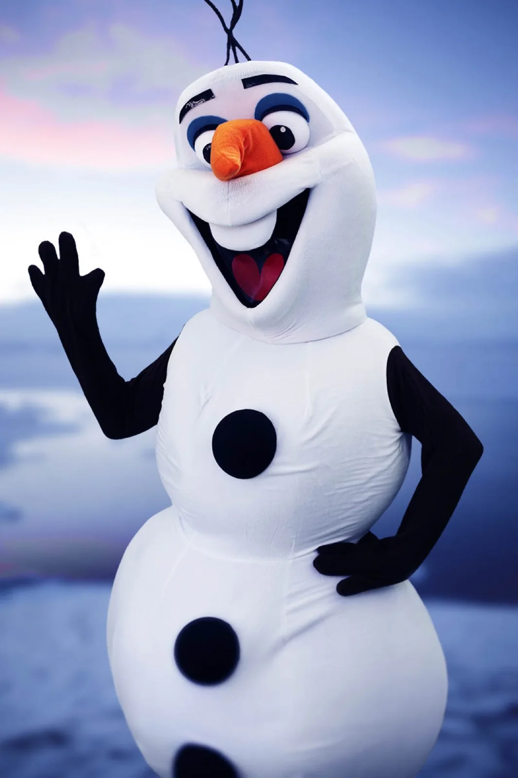 Snowman party character in Houston