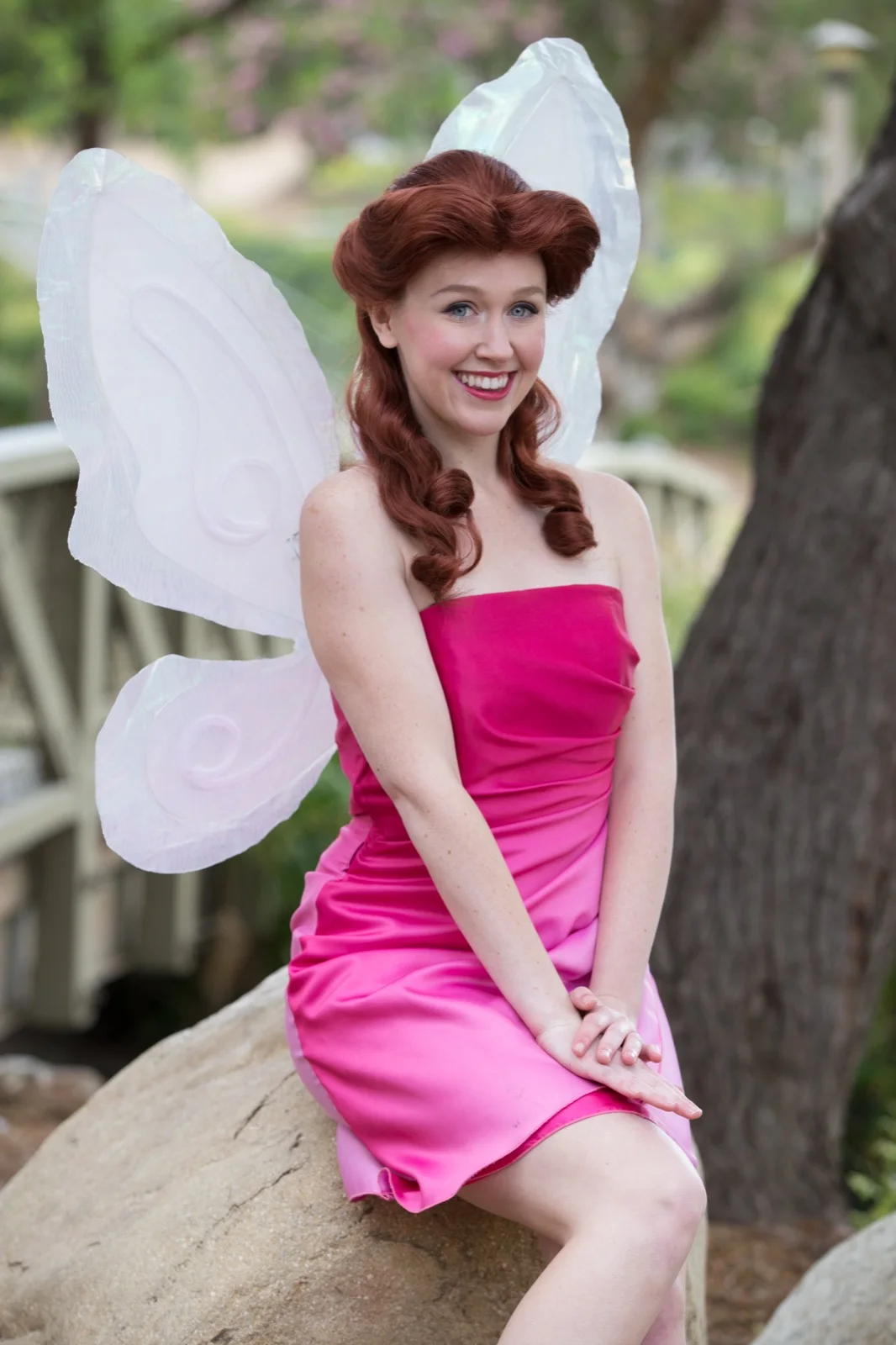 Pink Fairy party character in Houston