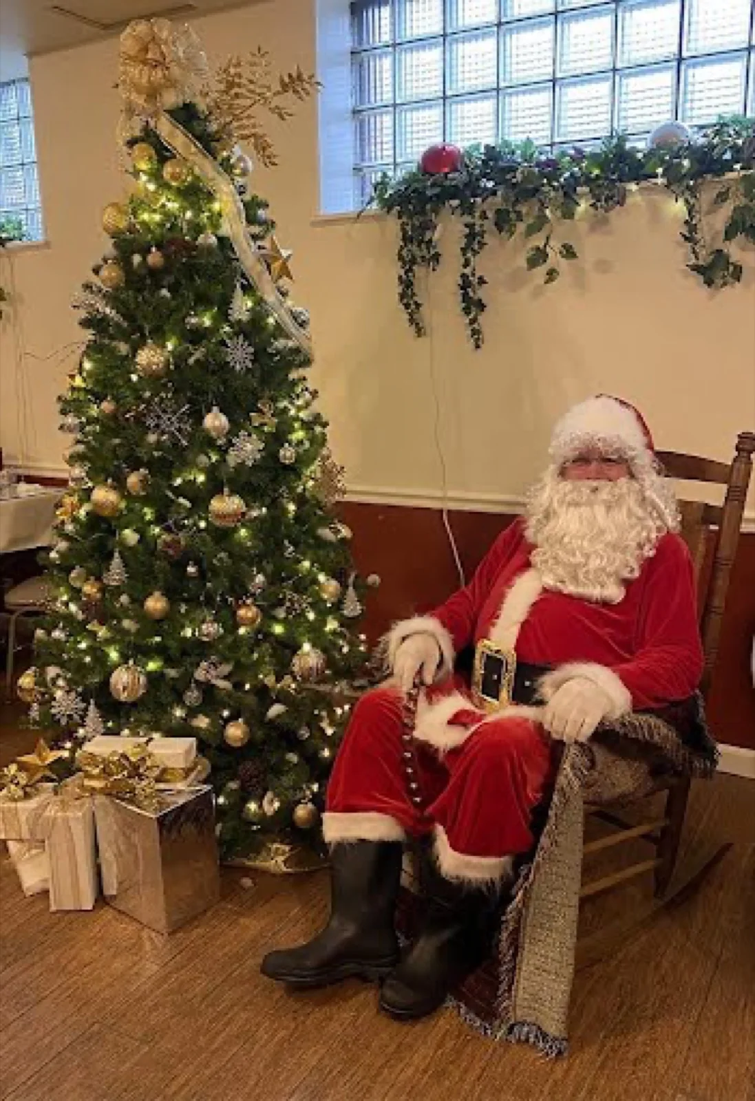 Santa party character in Houston