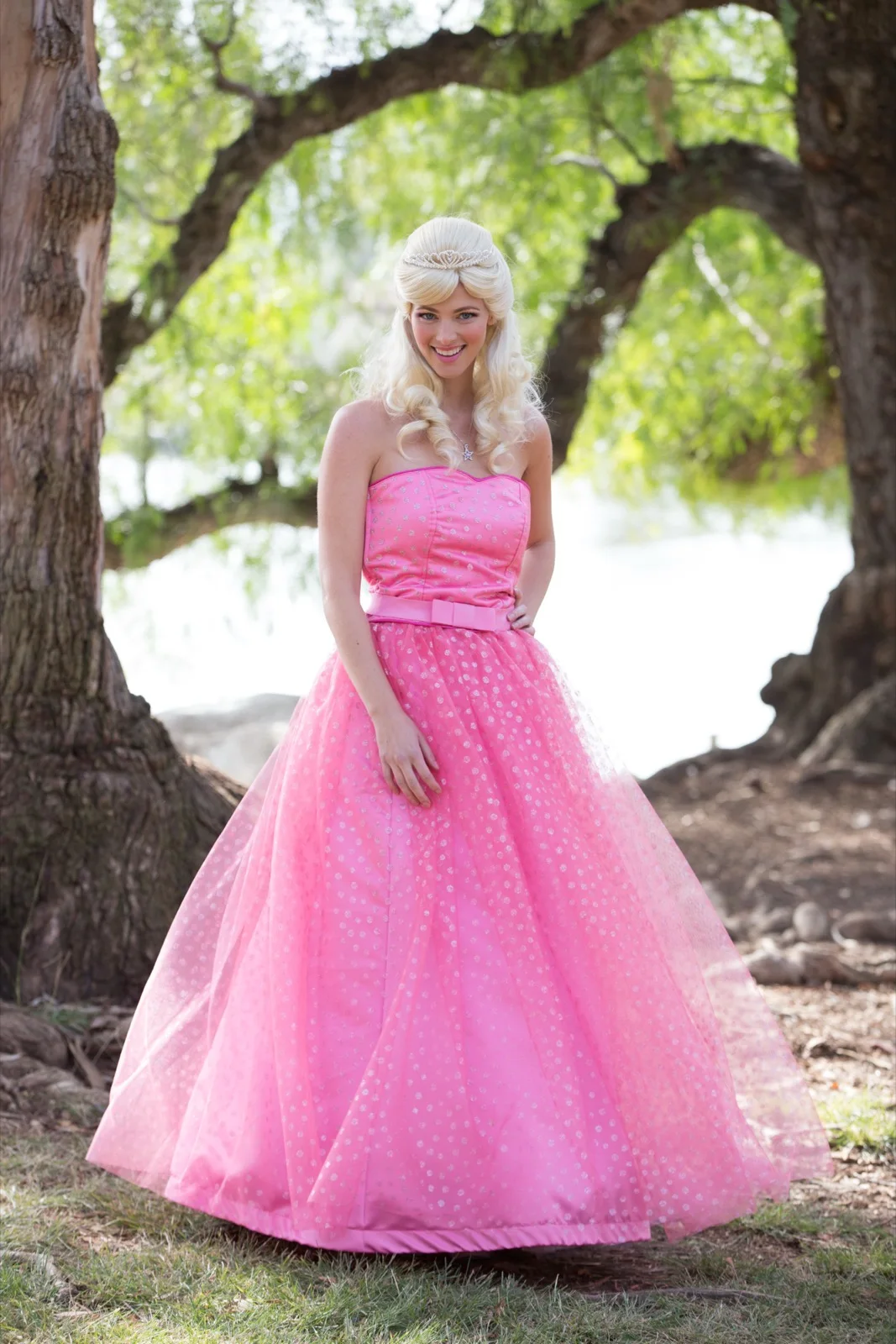 Pink Princess party character in Houston